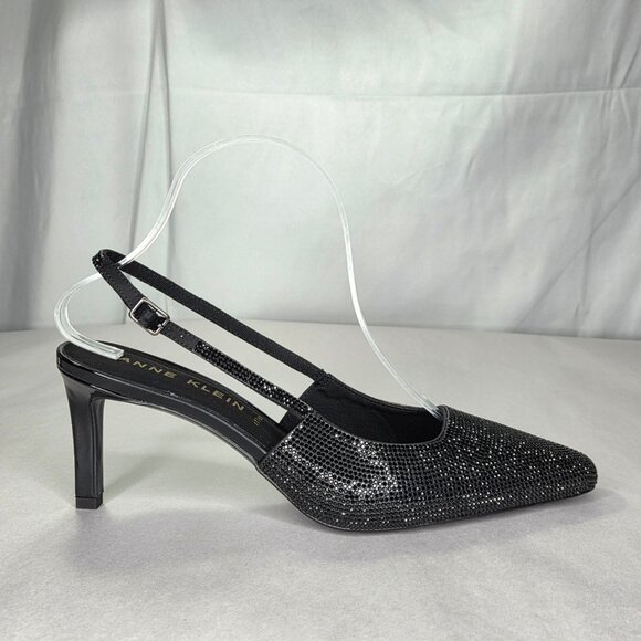 Anne Klein Women's Rosel Snip Toe Slingback Dress Pumps - Black Crystal - Picture 2 of 7